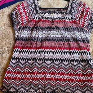 Healing Hands Black and Red Scrub Top